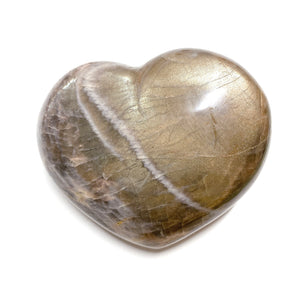 Large High Quality Golden Black Moonstone Heart