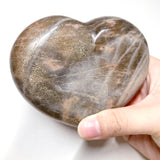 Large High Quality Golden Black Moonstone Heart