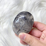 Black Tourmaline Quartz Palmstone