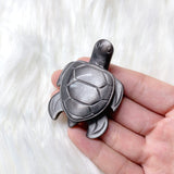 Silver Sheen Obsidian Turtle Carving