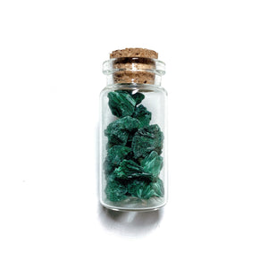 Fibrous Malachite Chips Bottle