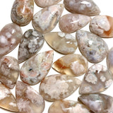 Flower Agate Teardrop Cabochons