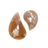 Flower Agate Teardrop Cabochons