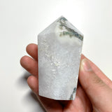 White Moss Agate Tower