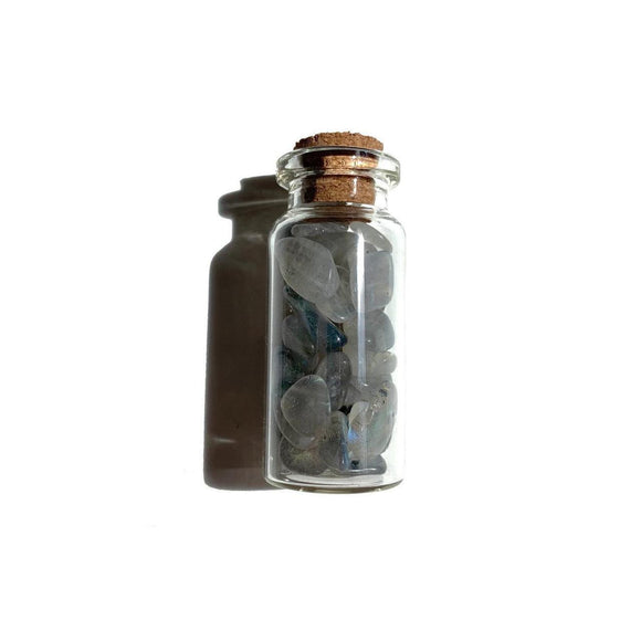 Labradorite Chips Glass Bottle