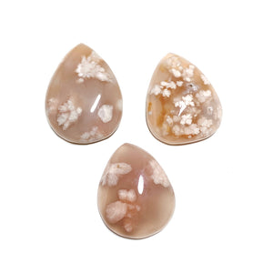 Flower Agate Teardrop Cabochons