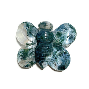 Moss Agate Bee Carving