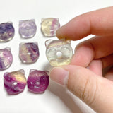 Mini Fluorite Cat Donut Carving