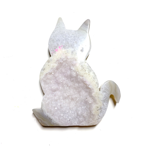 Druzy Agate Cat Carving